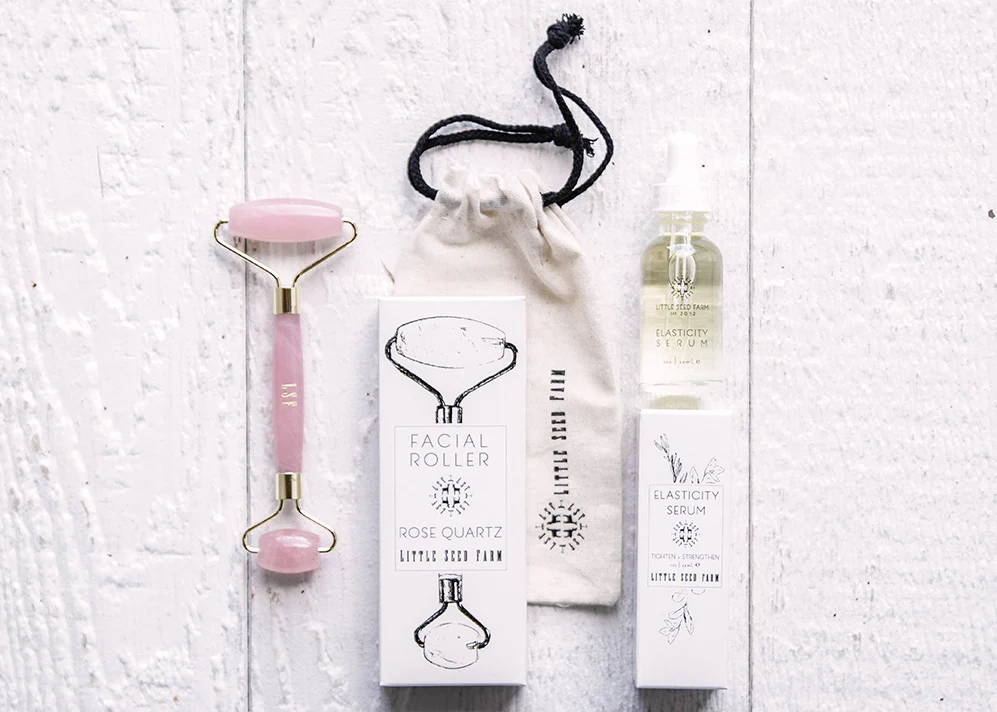 Rose Quartz Facial Roller + Elasticity Set - Image 4